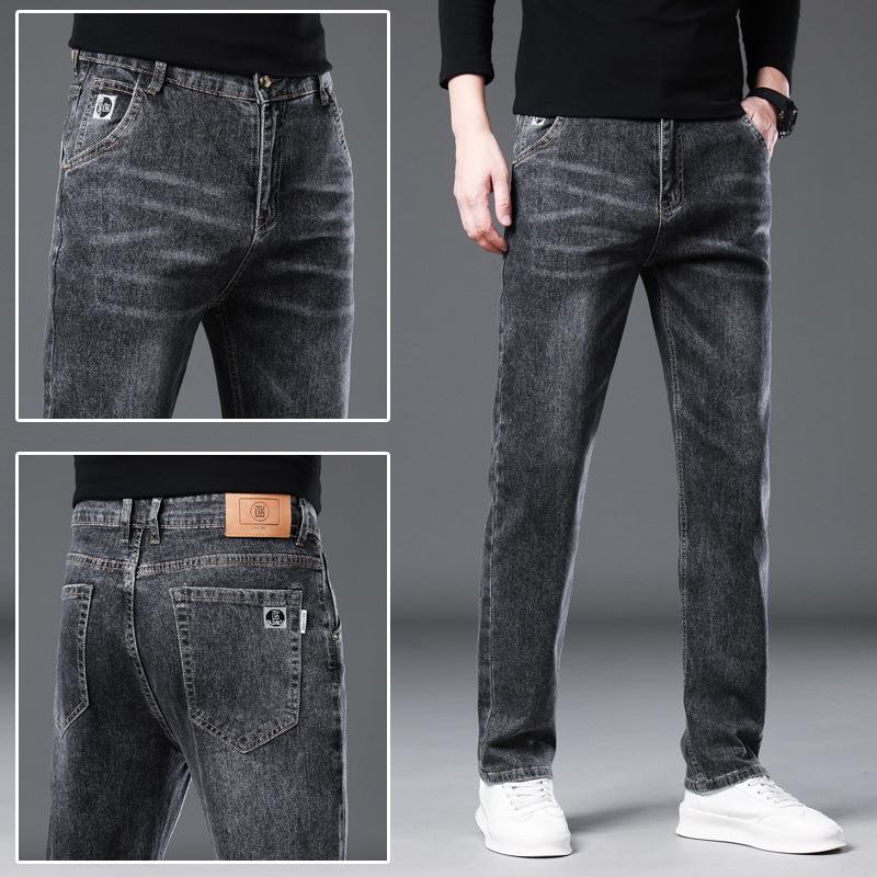 

Осенне-зимние мужские джинсы прямые тонкие эластичные сто трендовые повседневные мужские брюки для мальчиков 40 серый