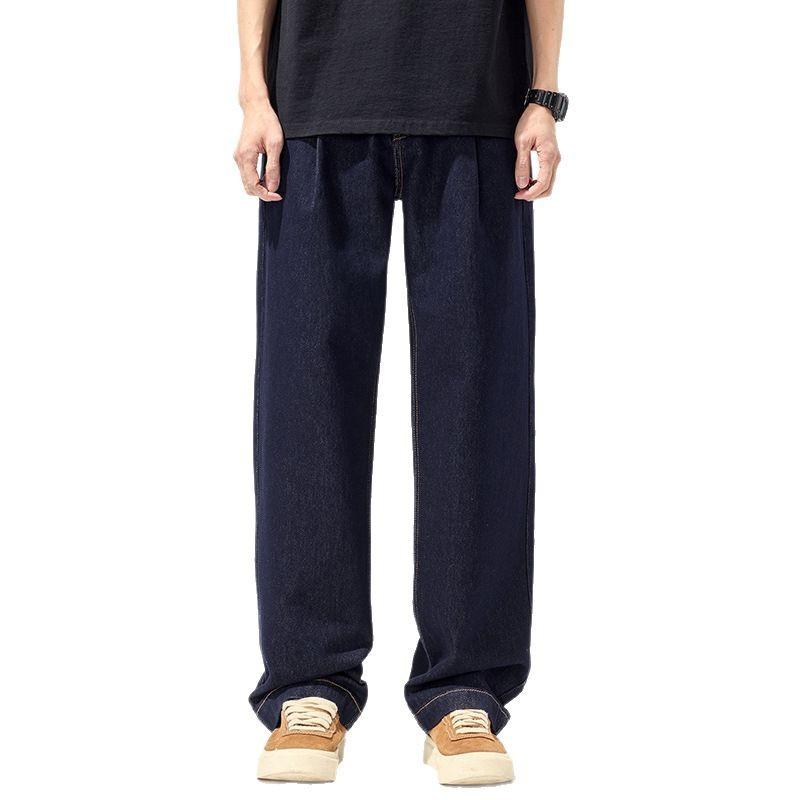 Cotton Jeans Men's Spring and Summer New Straight Textured Wide Leg Pants