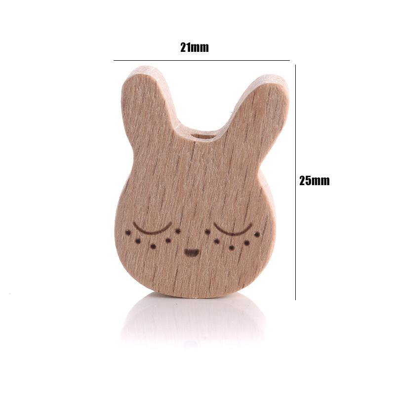 10Pcs Natural Beech Wooden Beads Cat Heart Butterfly Rainbow Cat Teethers Beads for Baby Necklace Pacifier Chain Crafts Jewelry