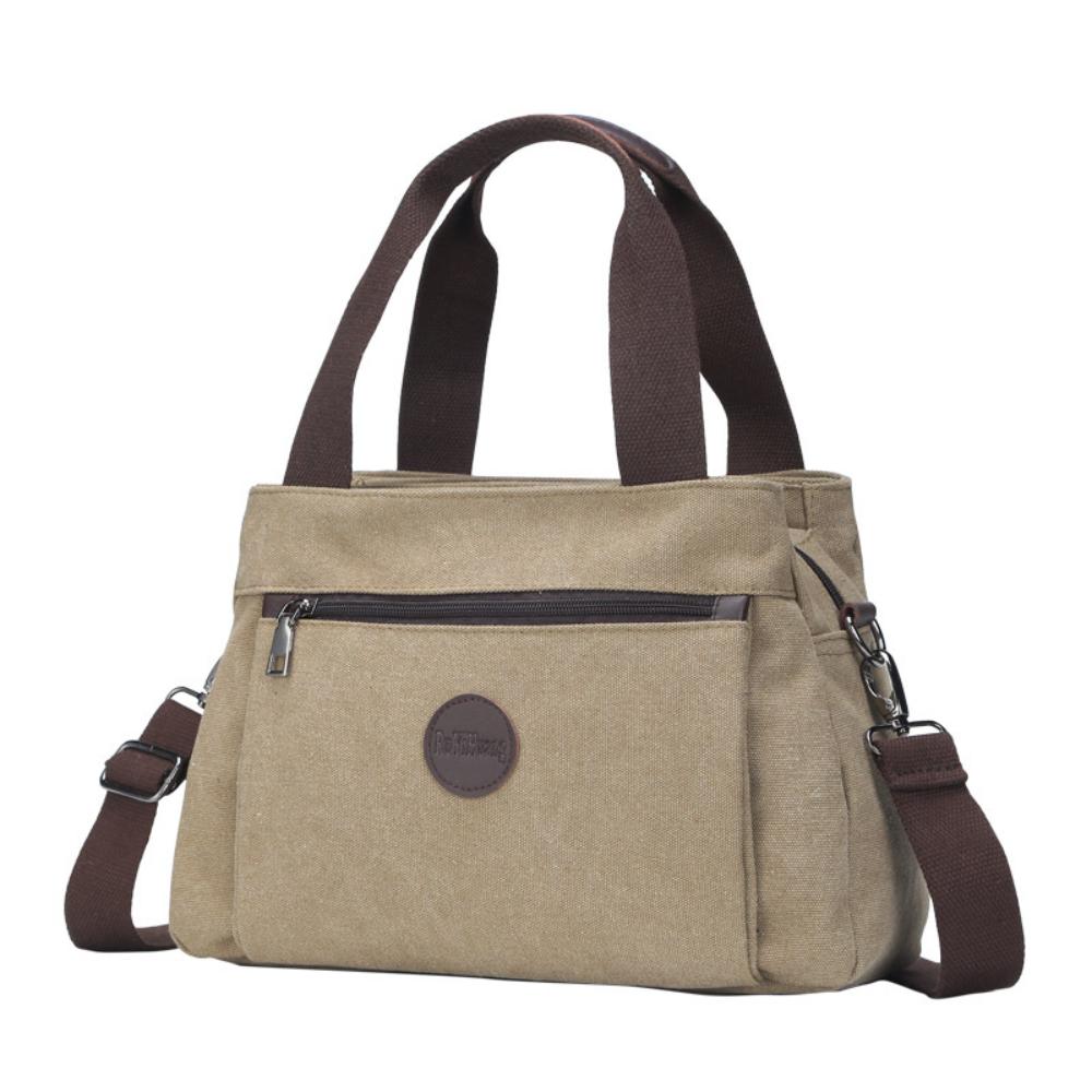Casual Large Canvas Crossbody Bag For Women, Multi Inner Compartments Convertible Tote,Durable Literary Pack For Daily Commute School ,Weekend Trips