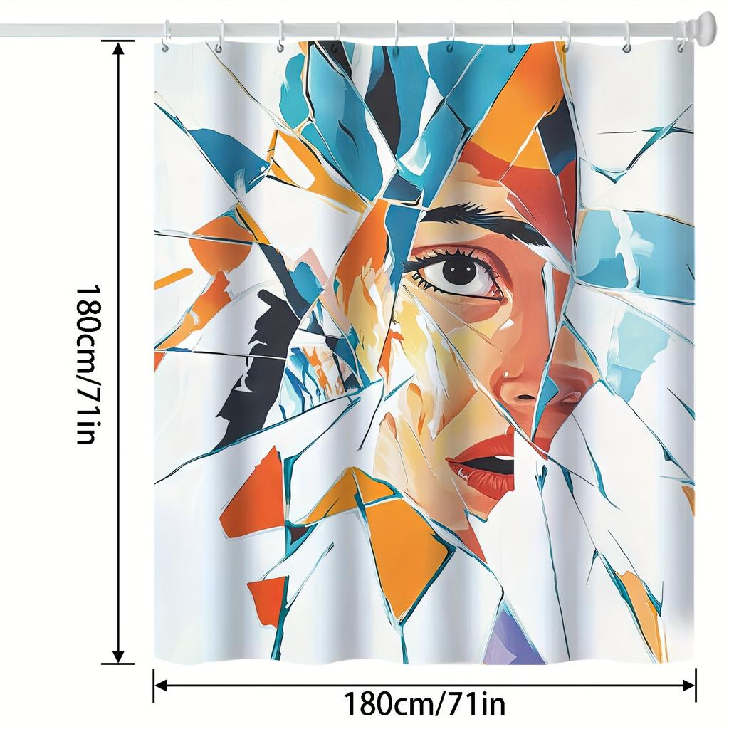 Modern Art Shower Curtain - Vibrant Abstract Design, Polyester Fabric, Includes Hooks, Bold Colors, Machine Washable