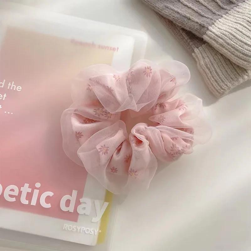 Net Gauze Texture Large Intestine Hair Band Bun Hairstyle Female Hair Tie Fashionable and Fresh Style Hair Tie Creative Headwear