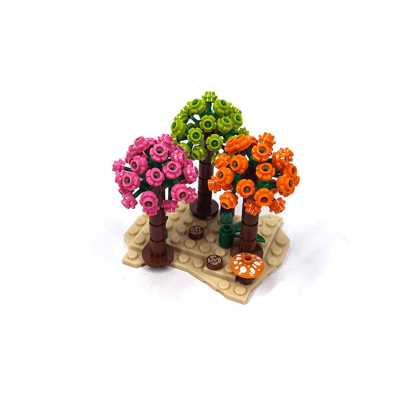 Assemble small pellet flower ball tree house wedding city street scene hydrangea building block toy