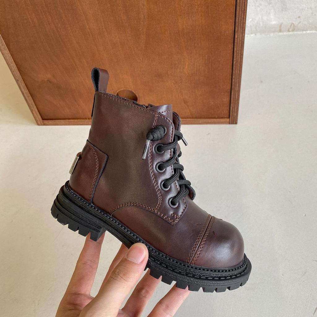 Kožené dětské kotníkové boty ve stylu Martinů - Výprodej