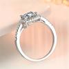 Silver 925 Platinum Plated 1-3 Carat Mozanstone 4 Claw Square Bag Birthday Ring Classic High Wedding Party Jewelry Woman Gift