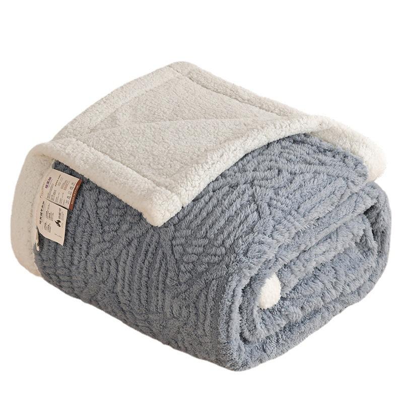 Jacquard Taffeta Cotton Fleece Blanket Double Layer Lambswool Cover Blanket Casual Air Conditioning Blanket