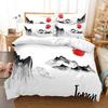 Ink Painting King Queen Duvet Cover Chinese Landscape Painting Bedding Set Adults Idyllic Scenery Mountain Polyester Quilt Cover