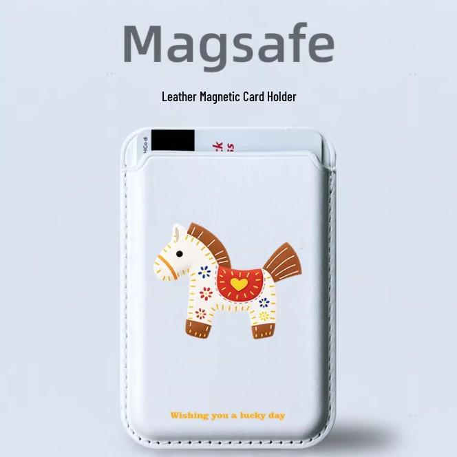 Heart-Shaped MAGSafe-Compatible Leather Card Holder for Apple Phones Single Card Holder