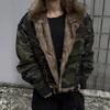 Mens Winter Thickened Hooded Camouflage Cotton Puffer Jacket With Multiple Pockets Fleece Collar