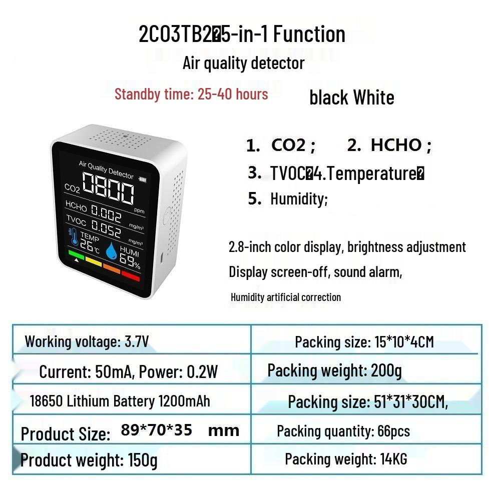 2CO9 CO2 & CO Detector: Monitors PM2.5, Formaldehyde, TVOC for Home Air Quality.