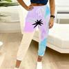 Summer Ladies Retro Print Sweatpants Loose Fit Drawstring Joggers Elastic Cuff Daily Casual Pants