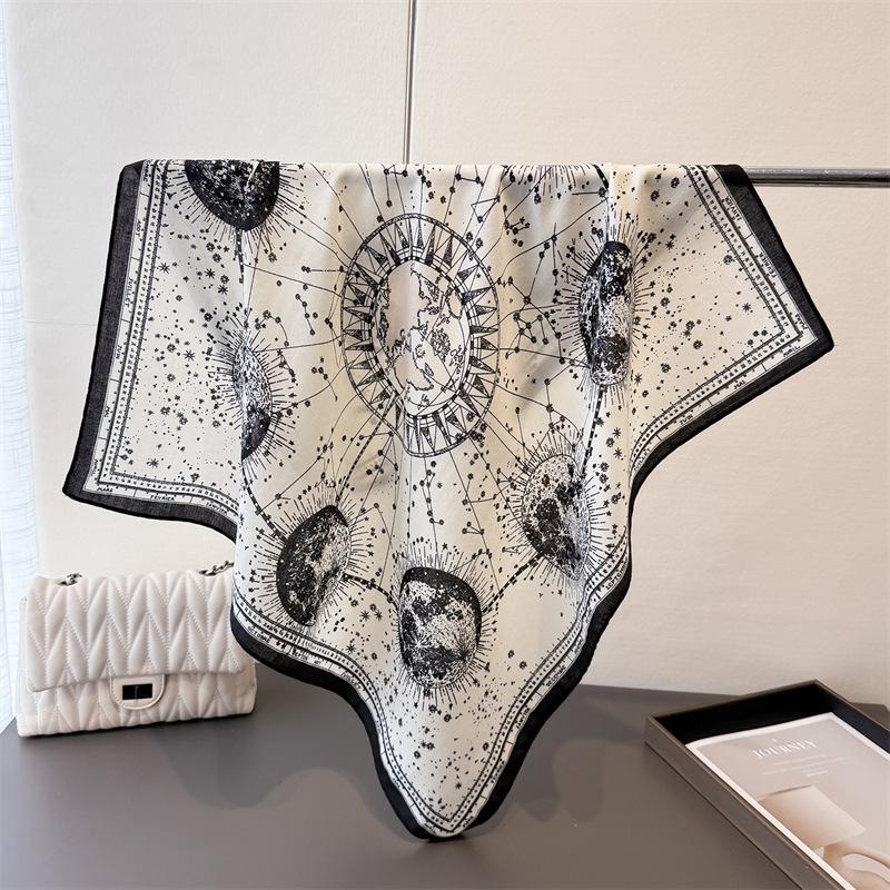 Polka Dot Style Herringbone Pattern Cotton And Linen Small Square Scarf Silk Scarf Imitation Velvet Headscarf Shawl Sun Protection Scarf Women'S Scarf
