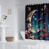 1 Piece 180x180cm Mushroom Moon Starry Sky Butterfly Printed Shower Curtain Partition Bathroom Waterproof and Mildew Proof