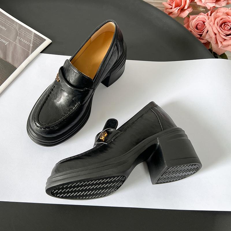 Inner height increase cm Camellia high heel thick sole women's new small casual single shoes small size