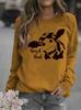 Women's Cow Print Round Neck Hoodie