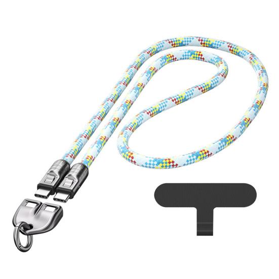 C to C 240W Charging Cable 2-in-1 Cell Phone Lanyard Wearable Bracelet Portable 5A Fast Charging USB-C Data Cable for Smartphones Tablets Laptops