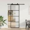 VidaXL Sliding Door Hardware Kit Black 76x205 Cm ESG Glass, Interior Door, Interior Barn Door, Door 3375906