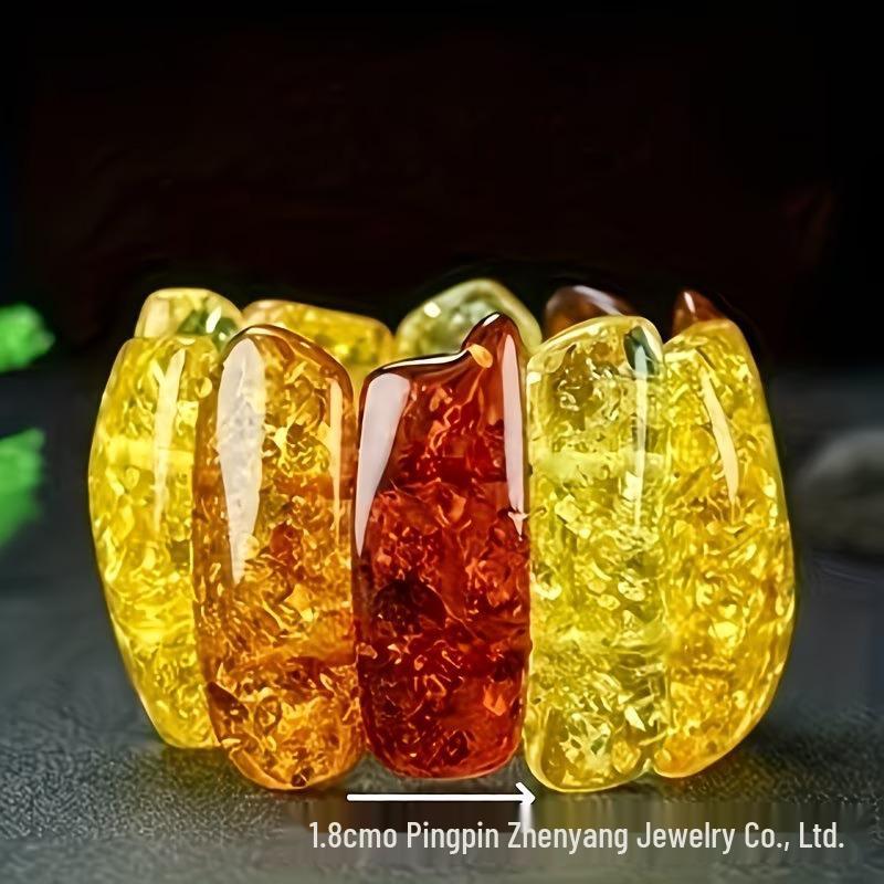 Bracelet Irrégulier Ambre Naturel et Multi-Pierres: Design multicolore unisexe pour couples