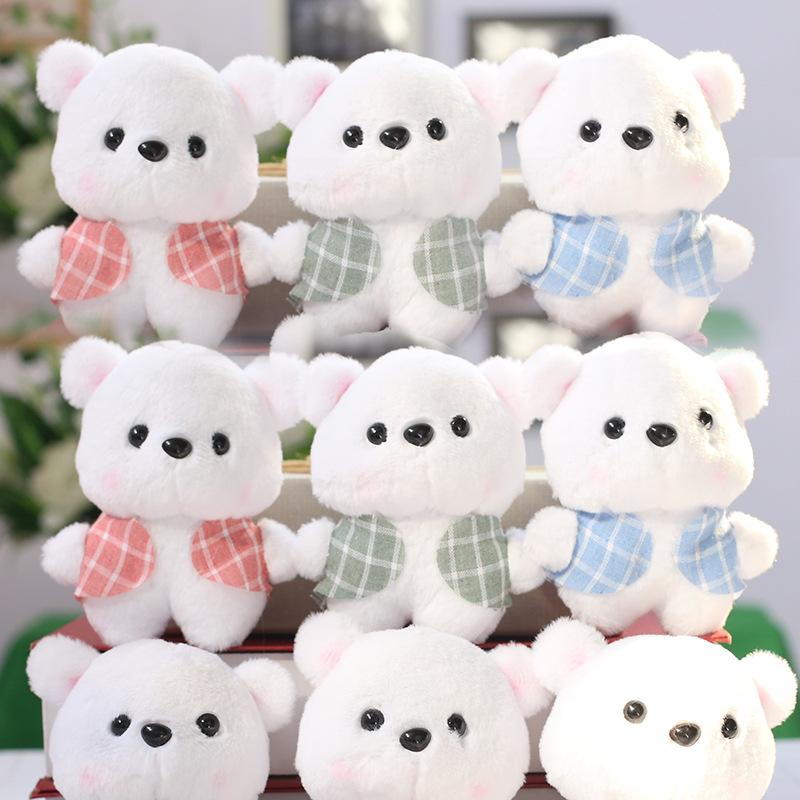 New Cute Plaid Bear Plush Toy Bag Hanging Ornament Keychain Grab Machine Doll Doll Gift