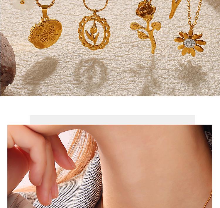 18K Vergoldete 3D Rosenanhänger Halskette - Leichter Luxus Damen Schmuck Geschenk