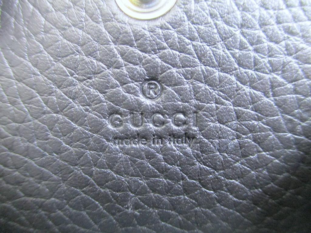 Authentic GUCCI Metal Logo Black Leather Coin Purse #a806  Refurbished