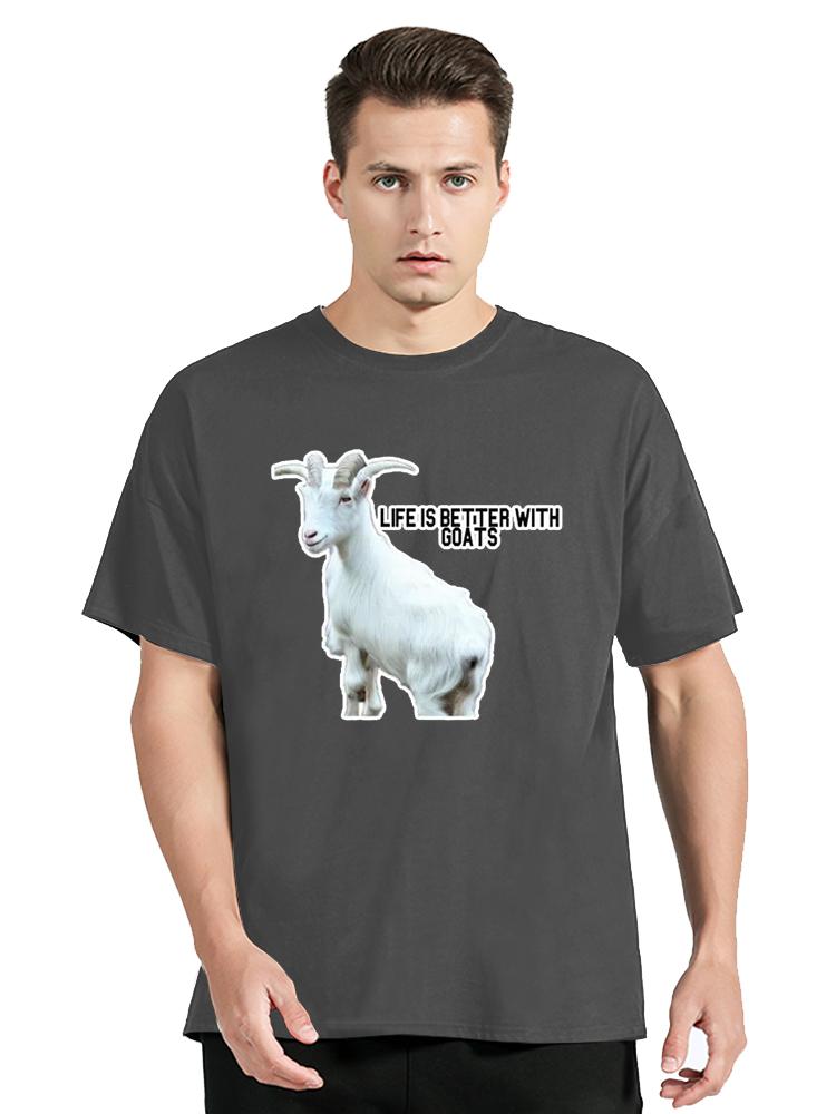 Das Leben ist besser mit Ziegen Herren Grafik T-Shirt Ziegenliebhaber T-Shirt Kreativ Hipster Gothisch Männlich Hip Hop Oberteile Kleidung Übergroß