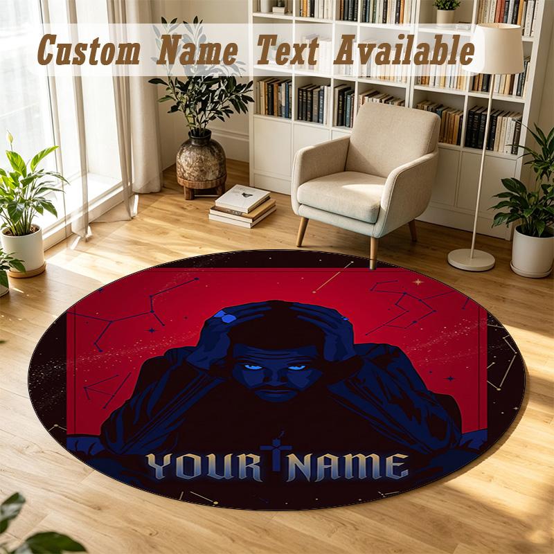 Round Rug Custom NameThe Weeknd Pattern Non Slip Carpet Home Floor Decor