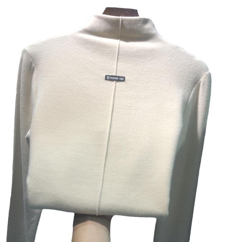 Autumn/Winter Double Sided German Velvet Bottom Shirt for Women's Pullover Long Sleeves High Collar Top