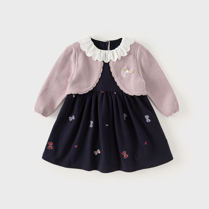David Bella Children s New Sweater Dress Girls  Princess Dress Baby Girl Fake Two-Piece Spring Dress Children s Clothing Lilac [Ready Stock] 100