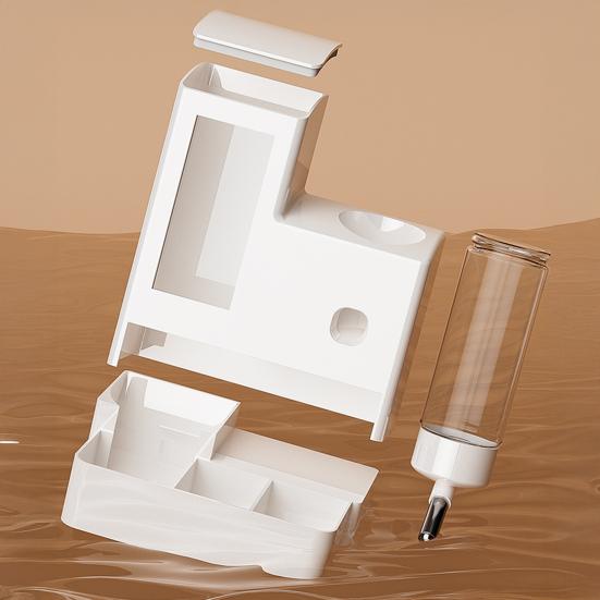 Automatic Hamster Feeder 3 in 1 Food And Water Dispenser 3-Cell Feeding Station with 125ml Bottle for Home Bunny Ferrets Small Animal