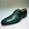 Fashion Classic Men's Business Oxford Shoes Green Genuine Cowhide Leather Formal Lace-Up High-Quality Shoes for Office And Wedding