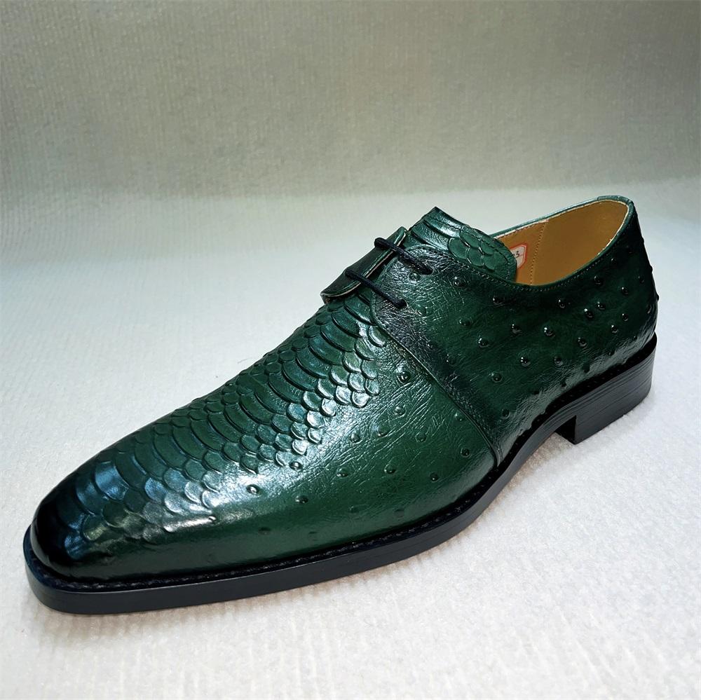 Fashion Classic Men's Business Oxford Shoes Green Genuine Cowhide Leather Formal Lace-Up High-Quality Shoes for Office And Wedding