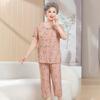 Grandma's Summer Cotton Silk Set: Women's Middle-Aged Short Sleeve Cardigan Two-Piece for 70-Year-Old Moms