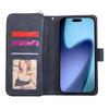 For iPhone 17 Pro Max Case Zipper Pocket 9 Card Slots PU Leather Phone Cover with Hand Strap