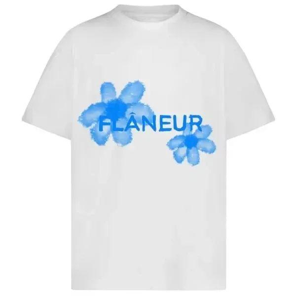 

2026 New Summer Flaneur Homme Floral Graphic Brand Pattern Printed Luxury Brand Pure Cotton Men and Women T-shirts Top M