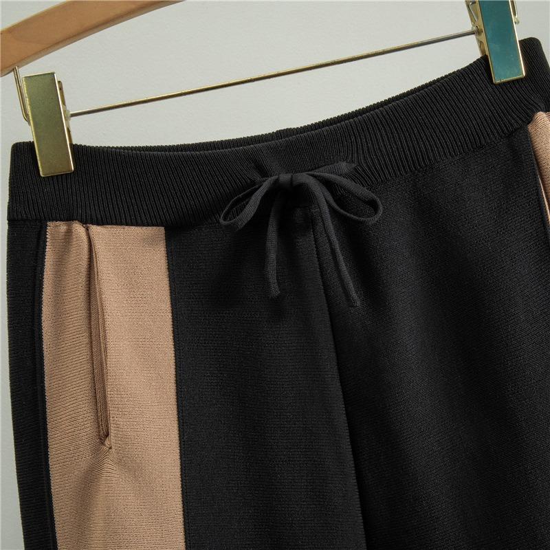 Spring Women's Short Casual Sweater New Knitted Cardigan Wide Leg Pants Two Piece Set