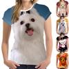 Women's Fashion Casual  Digital Print With Simulation  Cat And Dog Short-sleeved  T-shirt Top