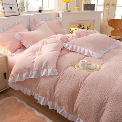 Algodão Puro Fio Duplo Roupa de Cama Conjunto Duplo de Quatro Peças Capa de Edredom Lençol de Cama de Dormitório Individual Conjunto de Três Peças