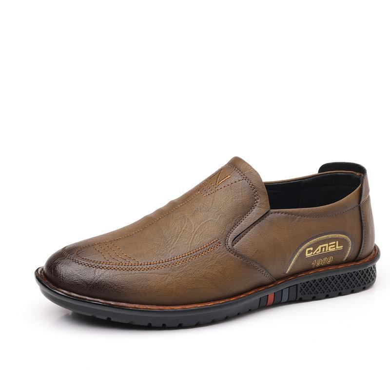 Men's foot leather shoes Men's spring 2025 soft-soled soft-leather lazy sandals One pedal Dad shoes