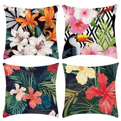 New Pillowcase Green Plant Flower Print Pillow Home Sofa Cushion Cover