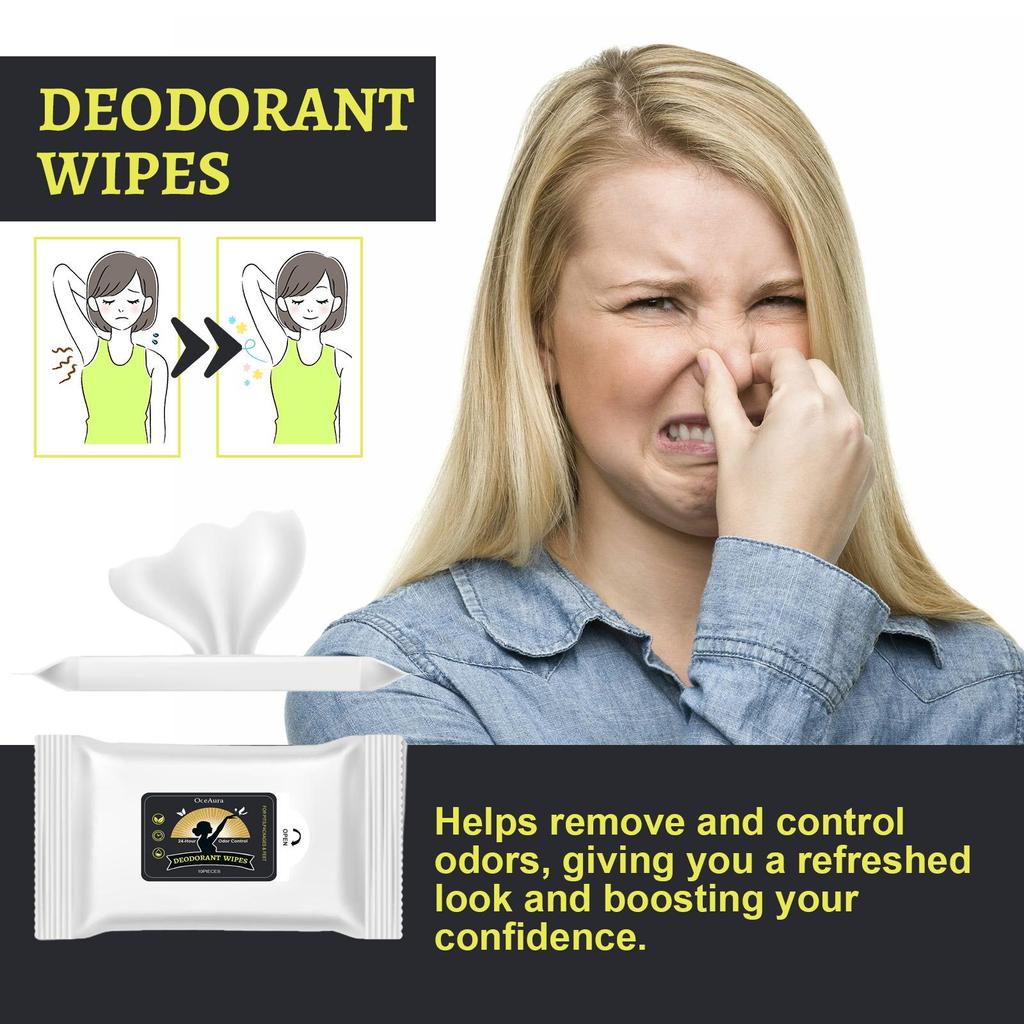 OceAura Odor-Eliminating Wet Wipes - Gentle Cleansing Wipes for Post-Exercise Sweating, Body Wiping, Odor Removal & Fresh Scent 3 sold