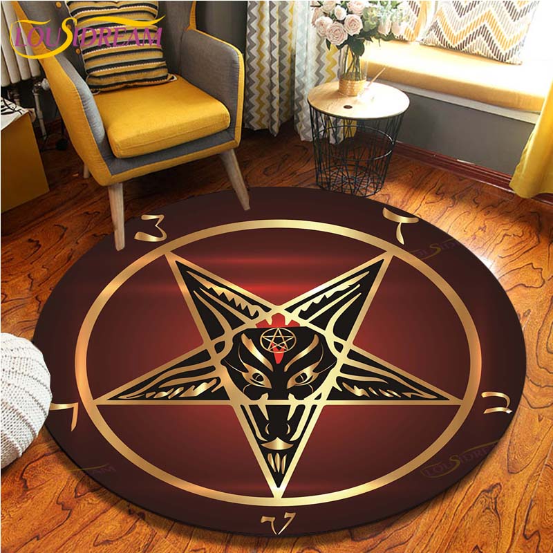 Satan Skull 3D Print Waterproof and Non-slip Circle Cute Floor Rug Round Area Rugs Living Room Children Chair Tent Carpets