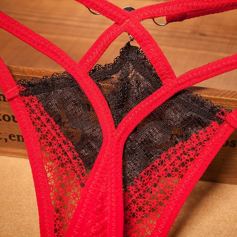 Cross Sexy Knickers Lace Underwear Women's Lingerie Contrasting Thong Panties