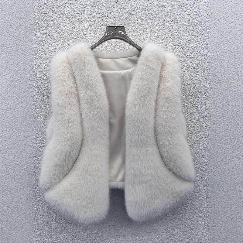 New Christmas Women's Dress Versatile Imitation Fox Fur Vest Vest Small Coat Fluffy Vest