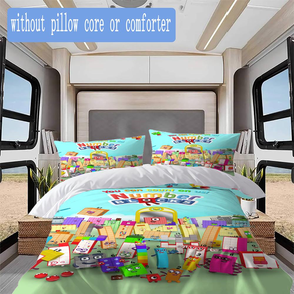 Biancheria da letto con motivo del cartone animato Numberblocks, Set piumone Copripiumone Federa Regalo di Compleanno per la Casa (1*copripiumino+2*federe,senza imbottitura)XSJT0917482