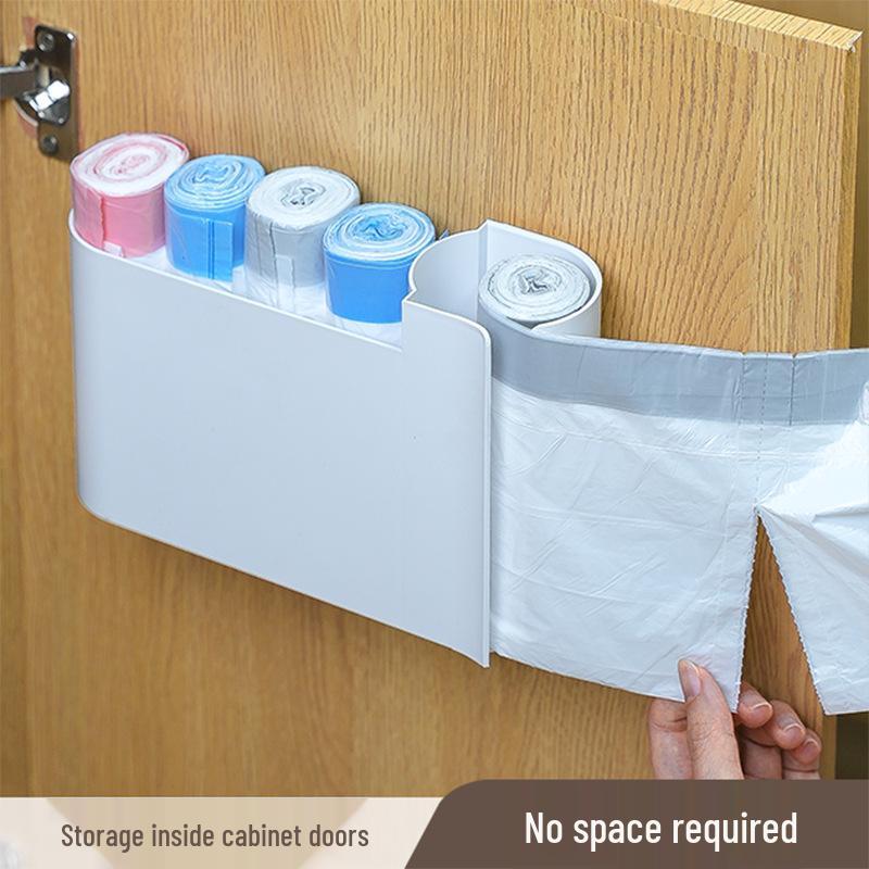 Double-Opening Wall-Mounted Kitchen Organizer for Garbage Bags & Fresh Film