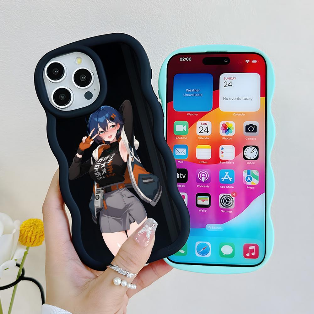 ZZZ Belle Phone Case for iPhone 17 16 15 14 13 12 11 Air Pro Max Plus Black Soft TPU Wavy Edge Cover