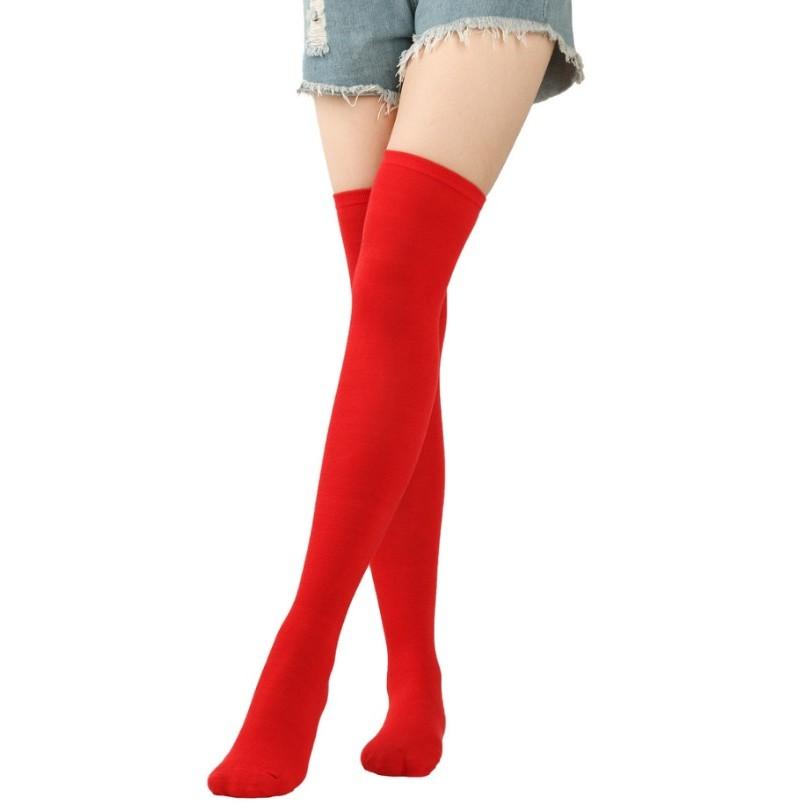 Women Socks New Year Gift Striped Christmas Decorations High Socks Cotton Long Stockings Girls Striped Knee Socks