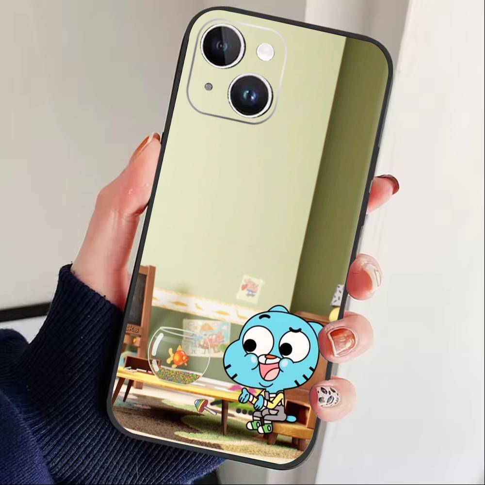 D-Gumball and Darwin Phone Case For iPhone 17 16 15 14 13 12 Max Plus Silicone Black Cover