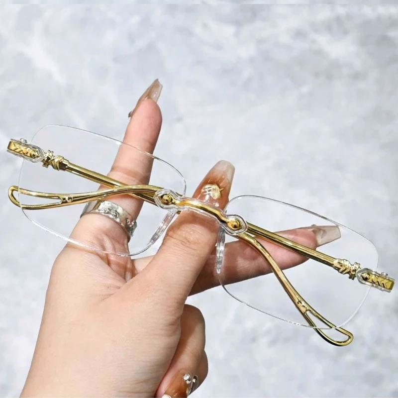 

Latest Stylish Reading Glasses for Female Male Silver Rectangle Eyeglasses Anti- Blue Lightweight Compact Square Eyeglasses 1.5
